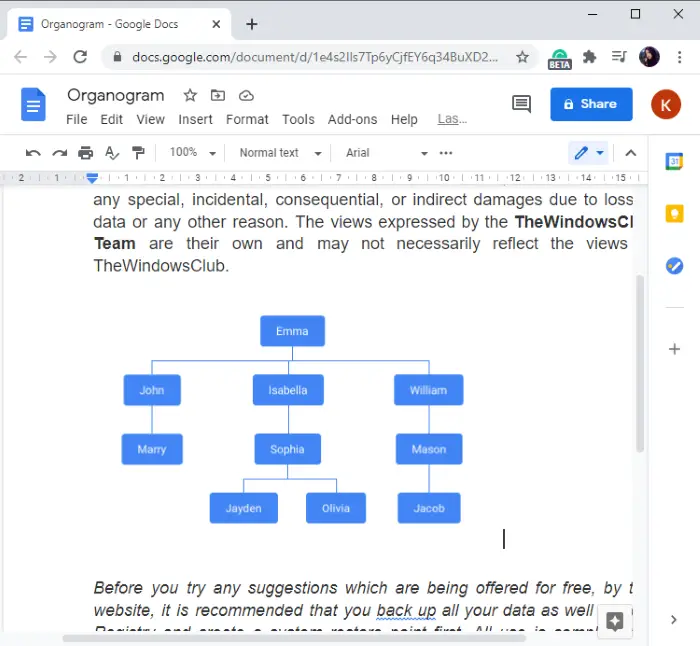 Googleドキュメントで組織図を作成する方法