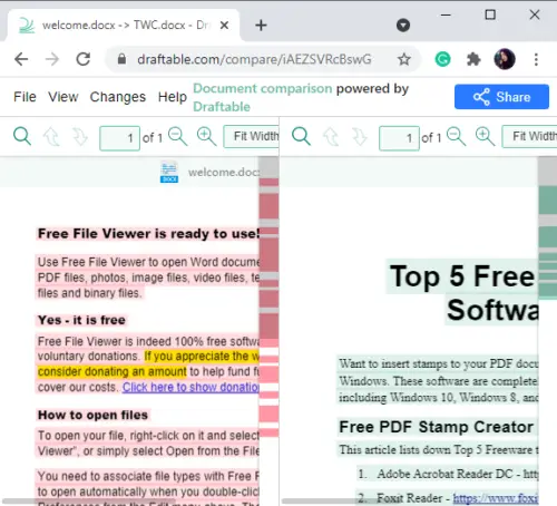 Compare Document Online using these free tools