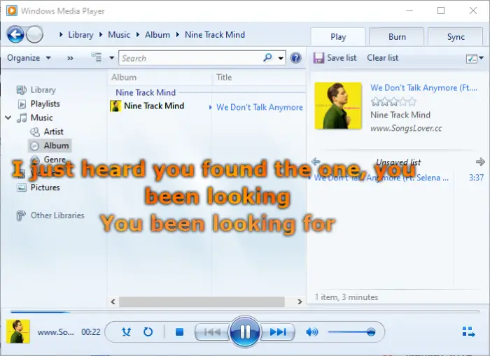 Windows Media Player 用 Mini Lyrics プラグインの使用方法