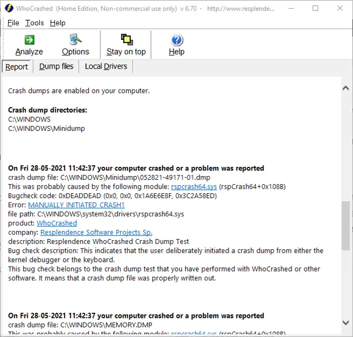 Windows 11/10用の最高の無料クラッシュダンプアナライザーソフトウェア