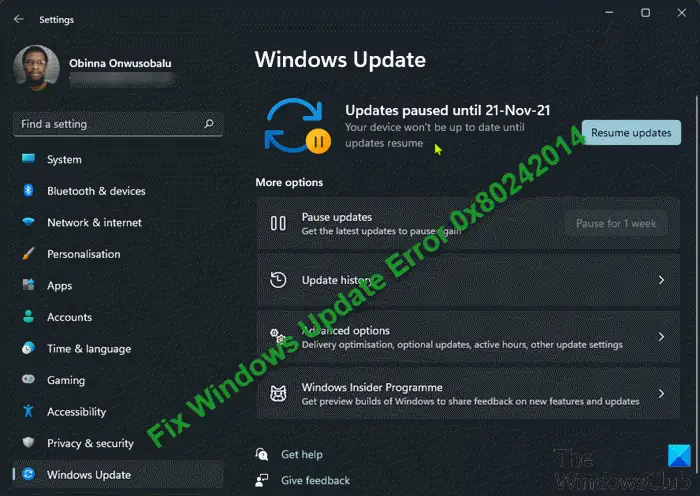 Windows Updateエラー0x80242014を修正