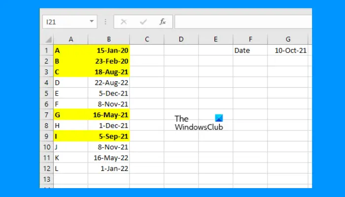 Excel で条件付き書式を使用して日付のある行を強調表示する方法