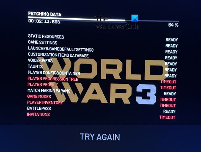 World War 3 のデータ取得タイムアウト エラーを修正