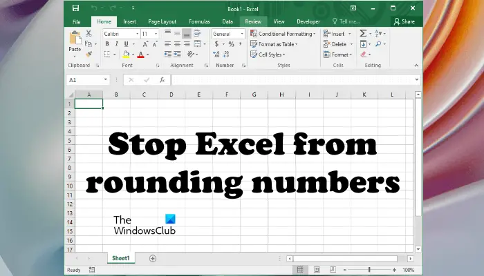 Excel の数値の四捨五入を停止する方法