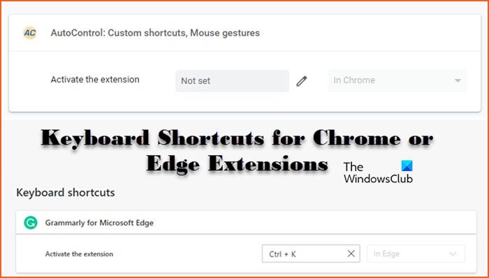 Chrome または Edge 拡張機能のキーボード ショートカットを設定する方法