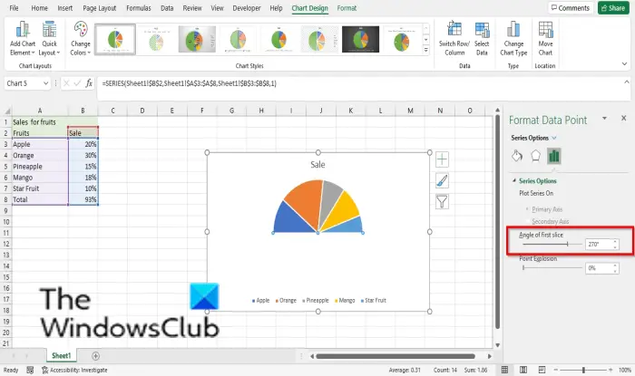 Excelで半円グラフを作成する方法