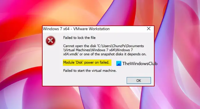 Module Disk Power on Failed on VMWare