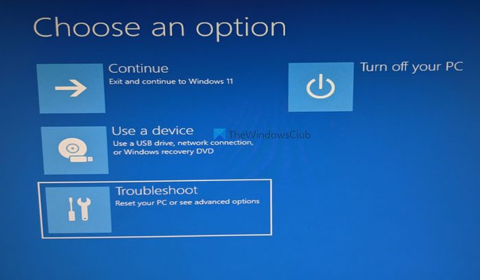 PC が起動しない場合は、詳細スタートアップ オプションを使用して Windows 11 をリセットする