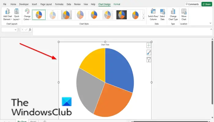 Excel でグラフを移動およびサイズ変更する方法