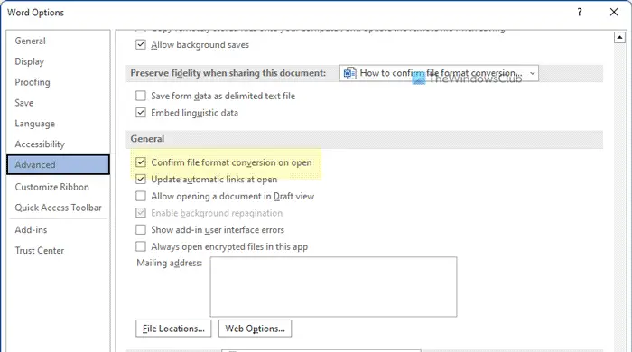 Word で開くときにファイル形式の変換を確認する方法