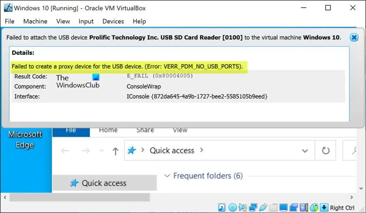 USB デバイス VirtualBox エラーのプロキシ デバイスの作成に失敗しました