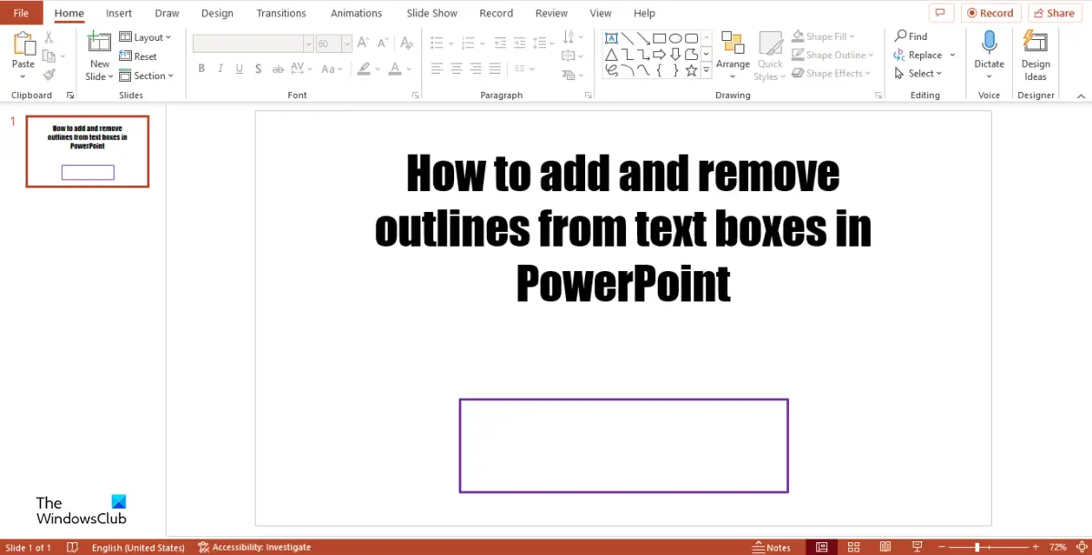 PowerPointのテキストボックスに枠線を追加または削除する方法