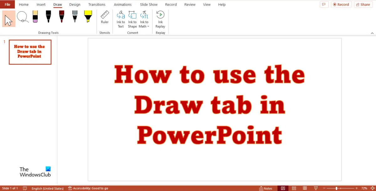 PowerPoint の [描画] タブを使用して、プレゼンテーション中にスライドに描画する方法