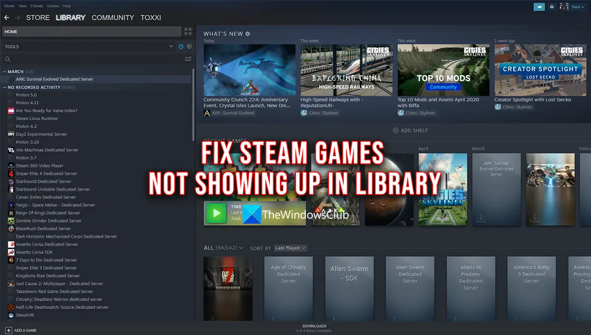 Steam ゲームがライブラリに表示されない問題を修正