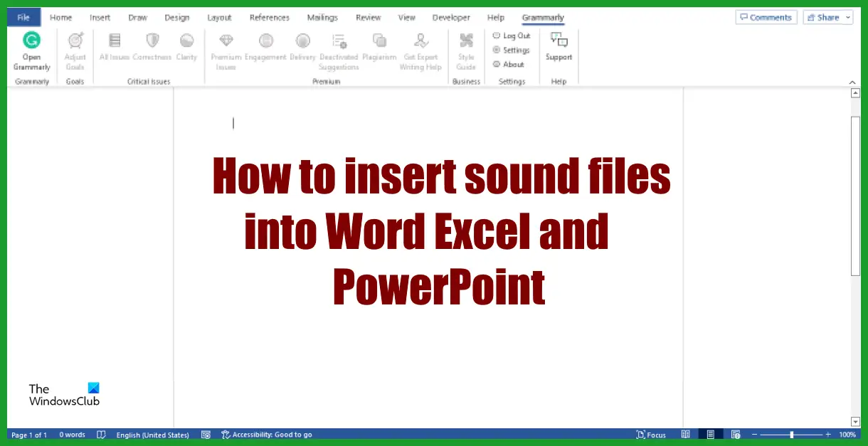 Word、Excel、PowerPointにサウンドファイルを挿入する方法