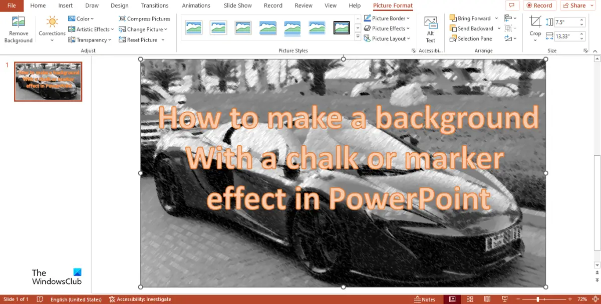 PowerPointでチョークまたはマーカー効果を使用して背景を作成する方法