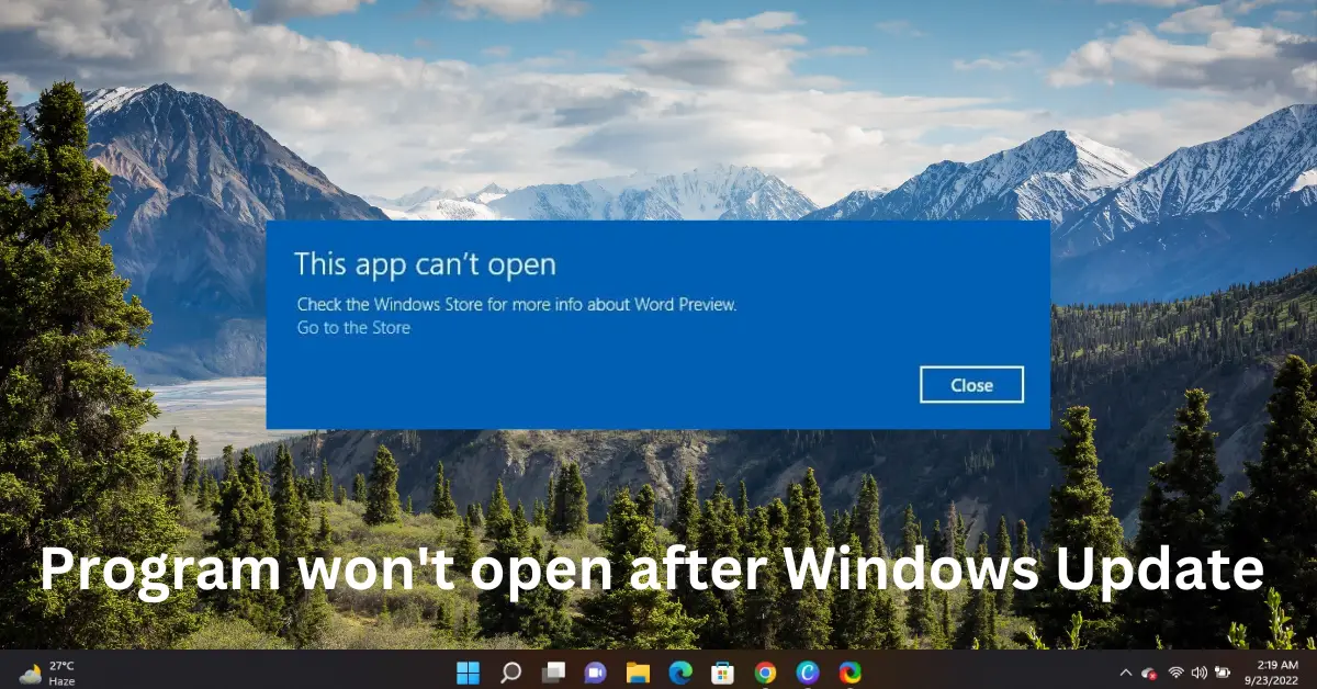 Windows Update後にプログラムが開かない[修正]