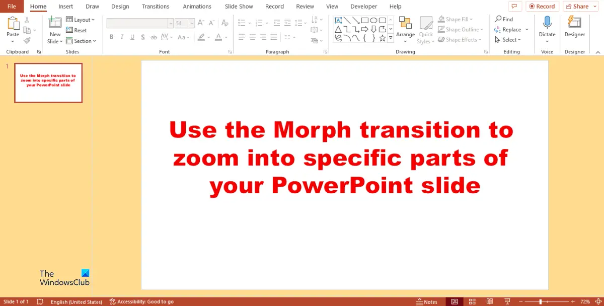 PowerPoint でモーフトランジションを有効にして使用する方法