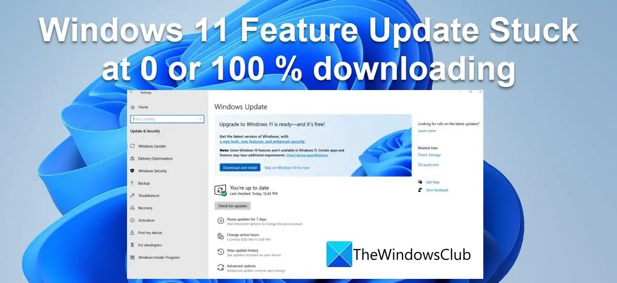 Windows 11 24H2 Update が 0 または 100 % のダウンロードで停止する