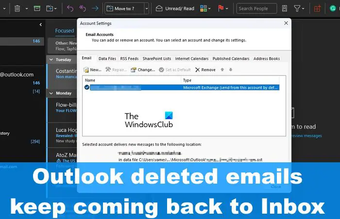 Outlook で削除したメールが受信トレイに戻ってきます