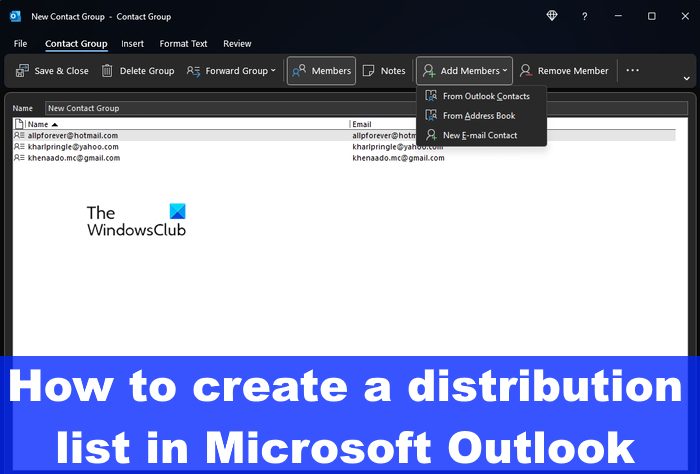 Outlook で配布リストを作成する方法