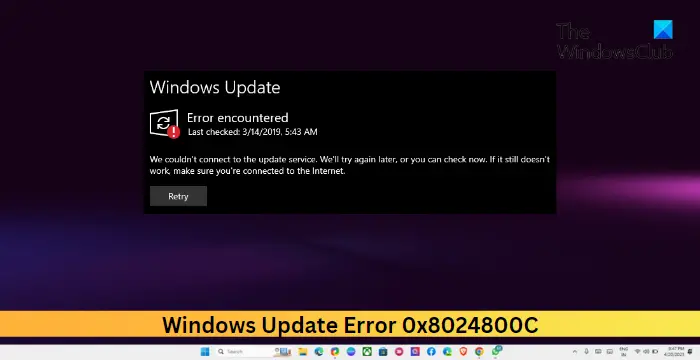 Windows Update Error 0x8024800C