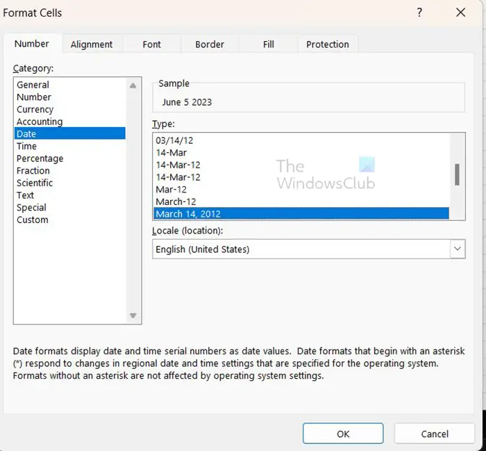 How to subtract a date from today in Excel - Format cell options