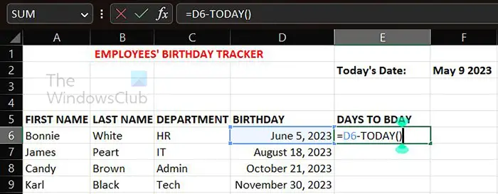 How to subtract a date from today in Excel - Future date excel formula