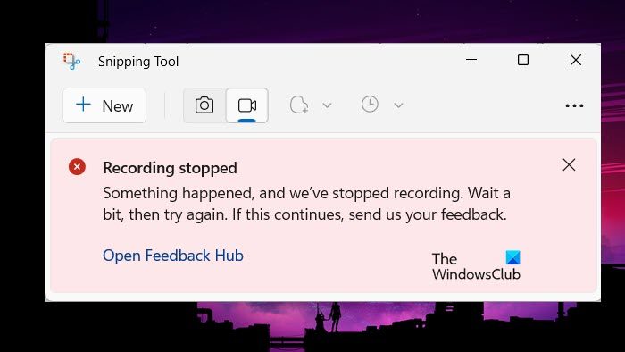 Windows 11のSnipping Toolでの記録停止エラー[修正]