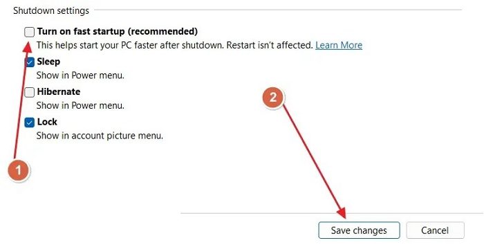 Turn Off Fast Startup From Windows Control Panel