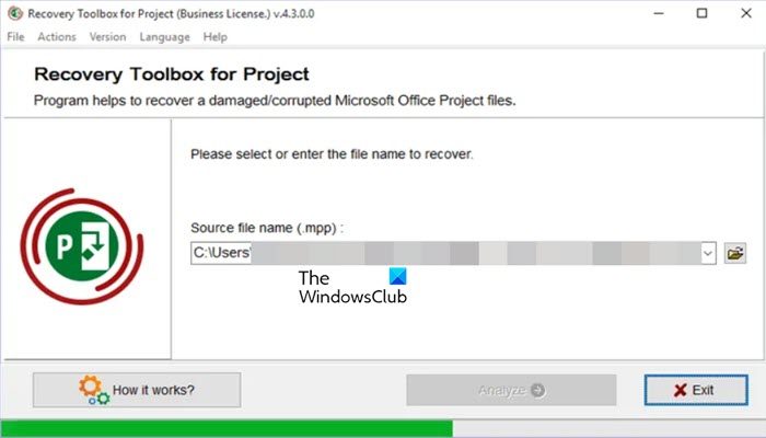 Microsoft Project はファイルを開けません。破損したプロジェクトファイルを修復する