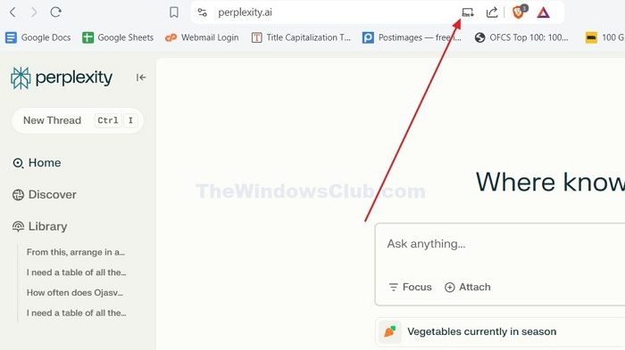 Install Perplexity Progressive Web App on Windows Pc