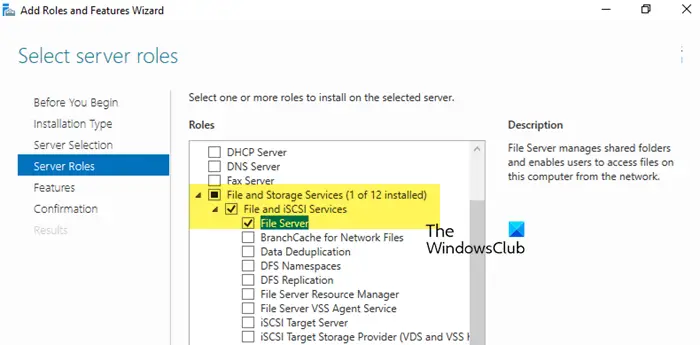 install and configure File Server on Windows Server