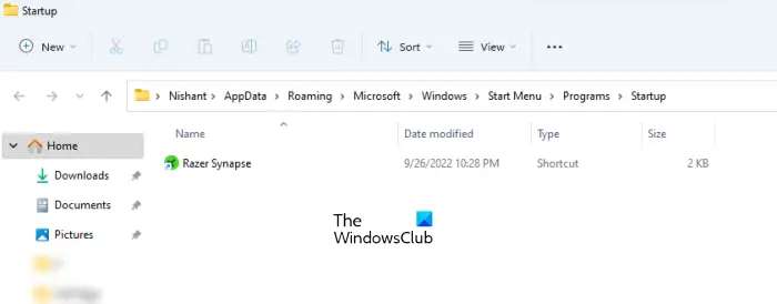 Open Razer Synapse using the Startup folder