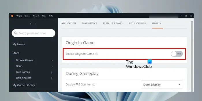 Disable In-game Overlay in Origin app